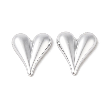 CCB Plastic Cabochons, Heart, Platinum, 24x20x4.5mm