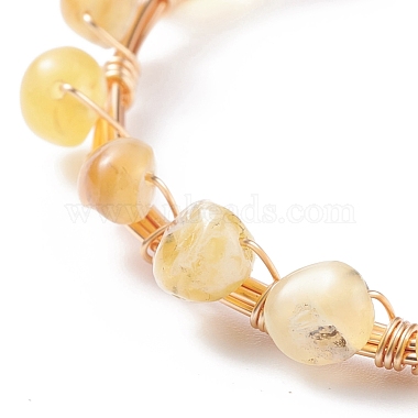 Bracelet de perles tressées en opale jaune naturelle(BJEW-JB07997-05)-4