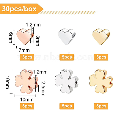 ベネクリエイト 30 個 6 スタイルの真鍮ビーズ(KK-BC0007-62)-2