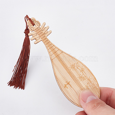 8Pcs 8 Style Ancient Musical Instrument Pipa Chinese Style Bookmark with Tassels for Book Lover(AJEW-GO0001-13)-3