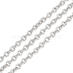 304 Stainless Steel Textured Cable Chains, Unwelded, with Spool, Stainless Steel Color, 5x4x1mm(CHS-P028-08P)