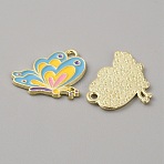 Alloy Enamel Pendants, Light Gold, Butterfly Pattern, 19x19x1mm, Hole: 1.8mm(ENAM-WH0063-07A)