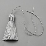 Polyester Big Pendants Decorations, Tassel Hanging Decorations, Silver, 240~285mm(HJEW-WH0042-101F)