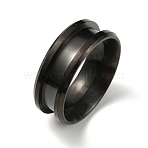 201 Stainless Steel Grooved Finger Ring Settings, Ring Core Blank, for Inlay Ring Jewelry Making, Black, US Size 9(18.9mm)(RJEW-WH0010-08C-EB-1)