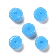 Opaque Resin Beads, Textured Rondelle, Deep Sky Blue, 12x7mm, Hole: 2.5mm(RESI-B020-07C)