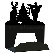 Christmas Tree & Reindeer Pattern Iron Name Card Holder, with Screws, Business Card Holders, for Wedding, Birthday Party Table Number Sign, Black, 92x77x1.5mm(AJEW-WH0246-003)