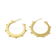 Brass Ring Stud Earring Findings, Half Hoop Earring Findings with Vertical Loops, Cadmium Free & Nickel Free & Lead Free, Real 18K Gold Plated, 33x34x1.5mm, Hole: 1.5mm, Pin: 0.8mm(KK-H440-01G)