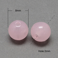 Imitation Jade Acrylic Beads, Round, Pearl Pink, 8mm, Hole: 2mm(X-SACR-S188-08mm-09)