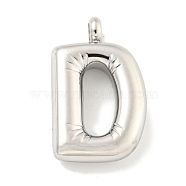 Non-Tarnish 304 Stainless Steel Pendants, Letter Charm, Stainless Steel Color, Letter D, 26x16x5.5mm, Hole: 3mm(STAS-C102-16P-D)