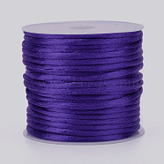 Nylon Cord, Satin Rattail Cord, for Beading Jewelry Making, Chinese Knotting, Mauve, 1mm, about 32.8 yards(30m)/roll(NWIR-L006-1mm-08)