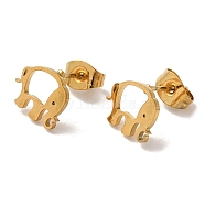 Vacuum Plating 304 Stainless Steel Stud Earrings, Hollow Elephant, Golden, 8x9.5mm(EJEW-Z040-45G)