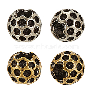 4Pcs 2 Colors Brass European Beads, Large Hole Beads, Round, Mixed Color, 11.5x9.5mm, Hole: 6mm, 2pcs/color(KK-OC0001-34)