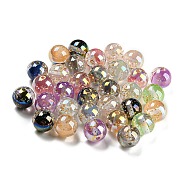 Transparent Acrylic Beads, with Gradient Color, Gold Foil Inside, Round, Mixed Color, 16x15.5mm, Hole: 2mm(MACR-K353-02A-01)