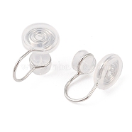 Brass with Silicone Clip-on Earring Findings, Platinum, 16.5x11x9.5mm(KK-N256-15P)