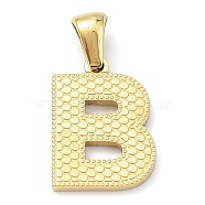 Ion Plating(IP) 316L Surgical Stainless Steel Pendants, Real 18K Gold Plated, Letter Charm, Textured, Letter B, 17x12x1.6mm, Hole: 3.5mm(STAS-Q247-01G-02)