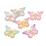 Gradient Color Plastic Pendants, Butterfly, Mixed Color, 38x22.5x5.5mm, Hole: 1.2mm(KY-K010-A)