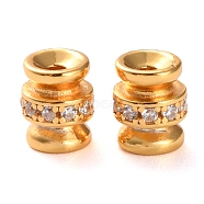 925 Sterling Silver Beadss, Cubic Zirconia Spacer Beads, Column, Real 18K Gold Plated, 5.5x4.5mm, Hole: 1.2mm(STER-K176-26G)