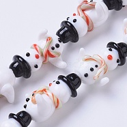 Lampwork Beads, For Christmas, Snowman, Colorful, 24~25x15~18x10~12mm, Hole: 1.2mm(X-LAMP-G140-03)