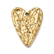 Ion Plating(IP) 304 Stainless Steel Pendants, Textured, Heart Charm, Real 18K Gold Plated, 26x19x2mm, Hole: 1.8mm(STAS-M323-54G)