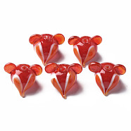 Handmade Transparent Lampwork Beads, Mouse, Dark Red, 16~17x17~18x16~18mm, Hole: 1.8mm(LAMP-T011-12C)