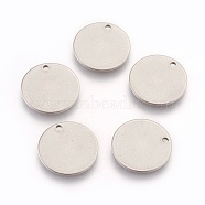 Stainless Steel Charms, Stamping Blank Tag, Flat Round, Stainless Steel Color, 14x1mm, Hole: 1.2mm(STAS-O109-01P)