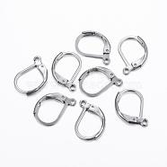 304 Stainless Steel Leverback Earring Findings, with Loop, Stainless Steel Color, 16x10.5x2mm, Hole: 1.5mm, Pin: 1mm(STAS-H376-100)