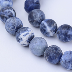 Natural Sodalite Beads Strands, Frosted, Round, 6~6.5mm, Hole: 1mm, about 63pcs/strand, 15.5 inch(X-G-Q462-6mm-07)
