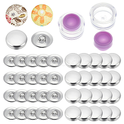 DIY Cover Button Making Kit, Including 100Pcs Aluminum Blank Buttons, 2 Set Plastic DIY Fabric Button Maker, Medium Orchid, 13x6mm, Hole: 3mm(DIY-GA0006-05C)