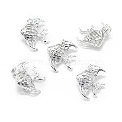 925 Sterling Silver Cage Pendants, Fish, Platinum, 21.8x19x7mm, Hole: 4.5x3.5mm, Inner Diameter: 9.5mm(STER-L055-040P)