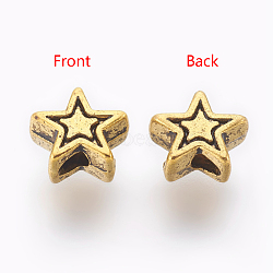 Tibetan Style Alloy Beads, Cadmium Free & Lead Free, Star, Antique Golden, 6x6x3mm, Hole: 1mm(TIBEB-01-AG-RS)