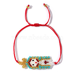 Imported Handwoven Rice Bead Bracelet with Cute Cartoon Girl Pattern(FP9542-3)