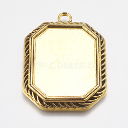 Tibetan Style Pendant Cabochon Settings, Lead Free and Nickel Free, Rectangle, Antique Golden, about 56mm long, 40mm wide, 3mm thick, Hole: 4mm, Tray: 40x30mm(X-TIBEP-A22961-AG-FF)