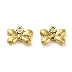 304 Stainless Steel Pendants, Bowknot Charm, Real 14K Gold Plated, 7.5x10x2.5mm, Hole: 1.6mm(STAS-L022-104G-03)
