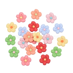 35Pcs 7 Colors Resin Frosted Cabochons, DIY for Earrings & Bobby pin Accessories, Flower, Mixed Color, 24x6mm(CRES-CJ0001-24)