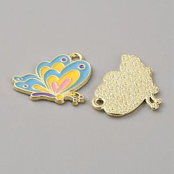 Alloy Enamel Pendants, Light Gold, Butterfly Pattern, 19x19x1mm, Hole: 1.8mm(ENAM-WH0063-07A)