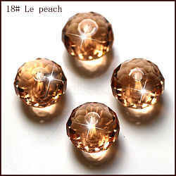 K9 Glass, Imitation Austrian Crystal Beads, Grade AAA, Faceted, Rondelle, PeachPuff, 8x5.5mm, Hole: 0.9~1mm(SWAR-F068-6x8mm-18)