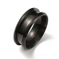 201 Stainless Steel Grooved Finger Ring Settings, Ring Core Blank, for Inlay Ring Jewelry Making, Black, US Size 9(18.9mm)(RJEW-WH0010-08C-EB-1)