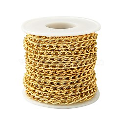 10M Oxidation Aluminum Curb Chains, Unwelded, with Spool, Golden, Link: 8x5x1.5mm(CHA-CJ0001-04)