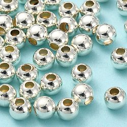 Eco-Friendly Brass Smooth Round Beads, Seamed Spacer Beads, Long-Lasting Plated, Cadmium Free & Lead Free, Silver, 4mm, Hole: 1.6mm(KK-D322-G-4mm-S-RS)