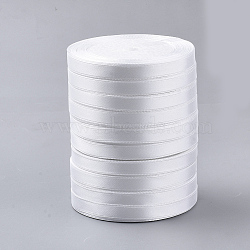 Single Face Polyester Satin Ribbon, White, 3/8 inch(10mm), about 250yards/group(228.6m/group), 10Rolls/Group(SRIB-H0BZL-01)