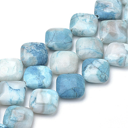 Natural Crazy Agate Beads Strands, Dyed, Rhombus, Deep Sky Blue, 17~19.5x17~19.5x6mm, Hole: 1.5mm, about 23pcs/strand, 15.35 inch(G-Q974-14B)