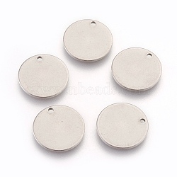 Stainless Steel Charms, Stamping Blank Tag, Flat Round, Stainless Steel Color, 14x1mm, Hole: 1.2mm(STAS-O109-01P)
