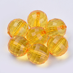 Transparent Acrylic Beads, Faceted, Round, Orange, 8x8mm, Hole: 1.5mm, about 177pcs/50g(X-TACR-Q254-8mm-V24)