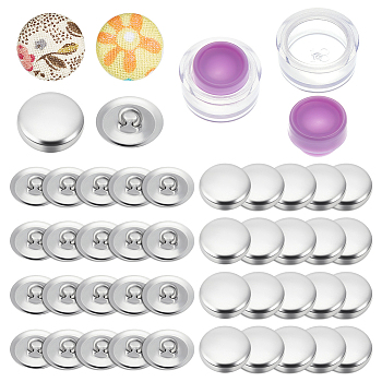 DIY Cover Button Making Kit, Including 100Pcs Aluminum Blank Buttons, 2 Set Plastic DIY Fabric Button Maker, Medium Orchid, 13x6mm, Hole: 3mm