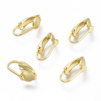 Brass Clip-on Earring Findings, Real 24K Gold Plated, 16x8x3.5mm