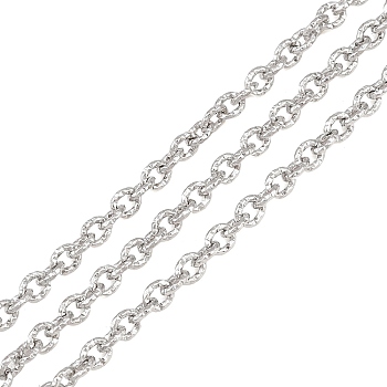 304 Stainless Steel Textured Cable Chains, Unwelded, with Spool, Stainless Steel Color, 5x4x1mm