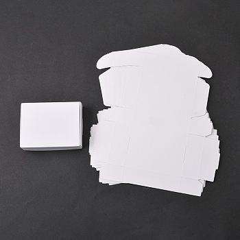 Kraft Paper Gift Box, Mailing Boxes, Folding Boxes, Rectangle, White, 8x6x2cm