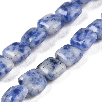 Natural Blue Spot Jasper Beads Strands, Square, 8.5x8.5x5mm, Hole: 1.6mm, about 50pcs/strand, 16.34''(41.5cm)