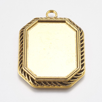 Tibetan Style Pendant Cabochon Settings, Lead Free and Nickel Free, Rectangle, Antique Golden, about 56mm long, 40mm wide, 3mm thick, Hole: 4mm, Tray: 40x30mm