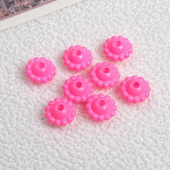 Opaque Acrylic Beads, Flower, Hot Pink, 9x5mm, Hole: 2mm